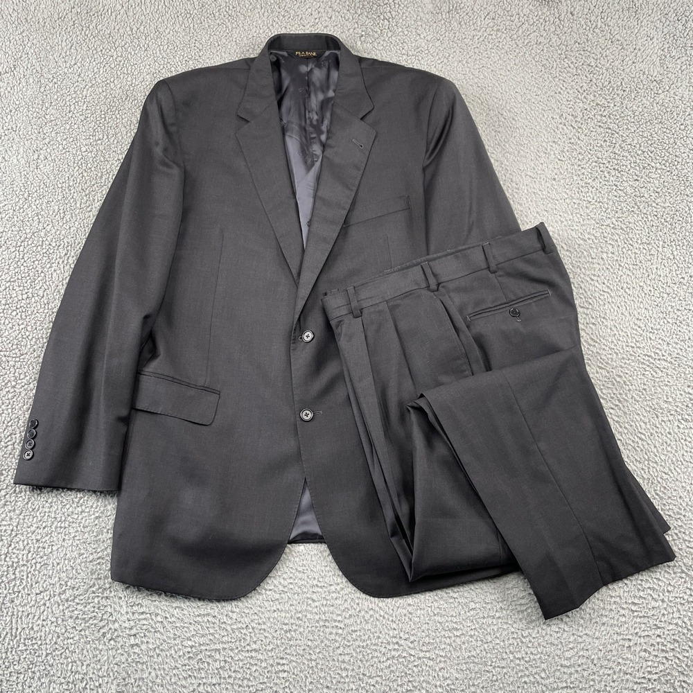 Jos. A. Bank Suit Mens 42R 36W Charcoal Gray Signature Gold Pleated 2-Button